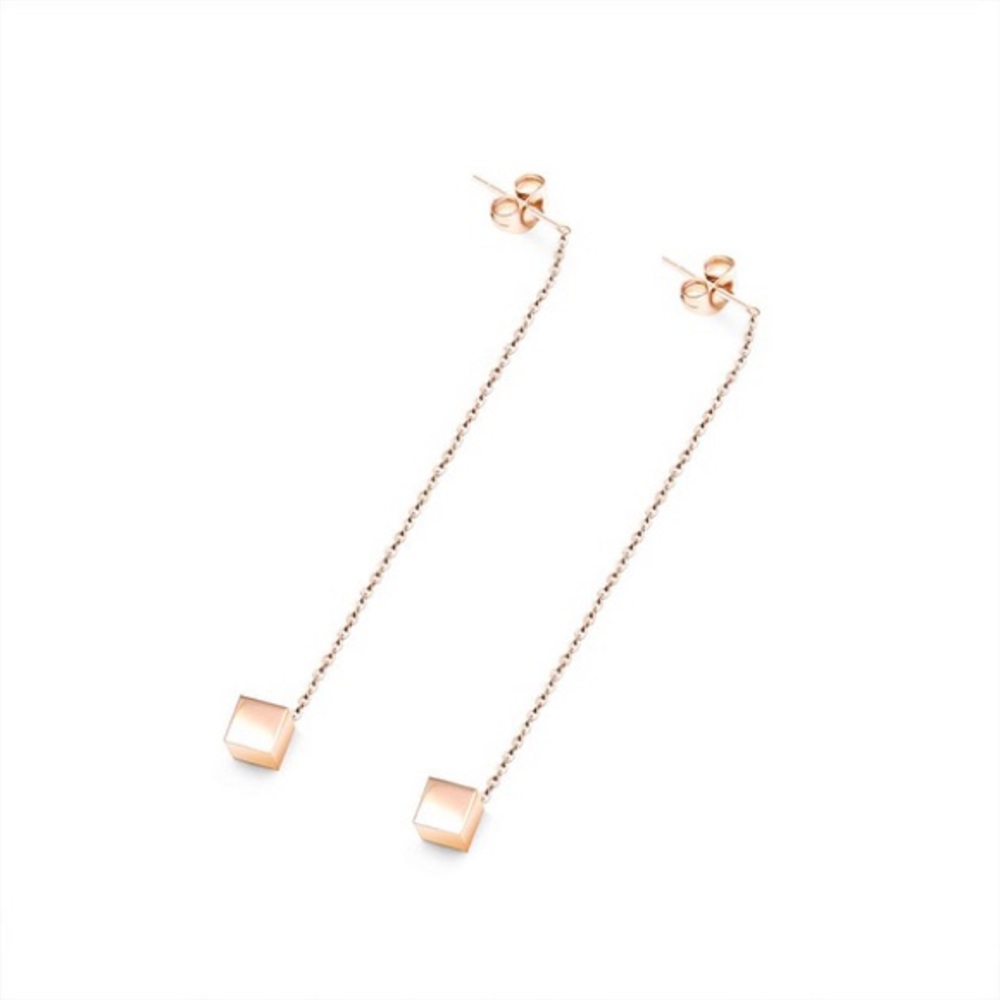 Square Long Earrings Stainless Steel Earrings - Picture 2 of 4